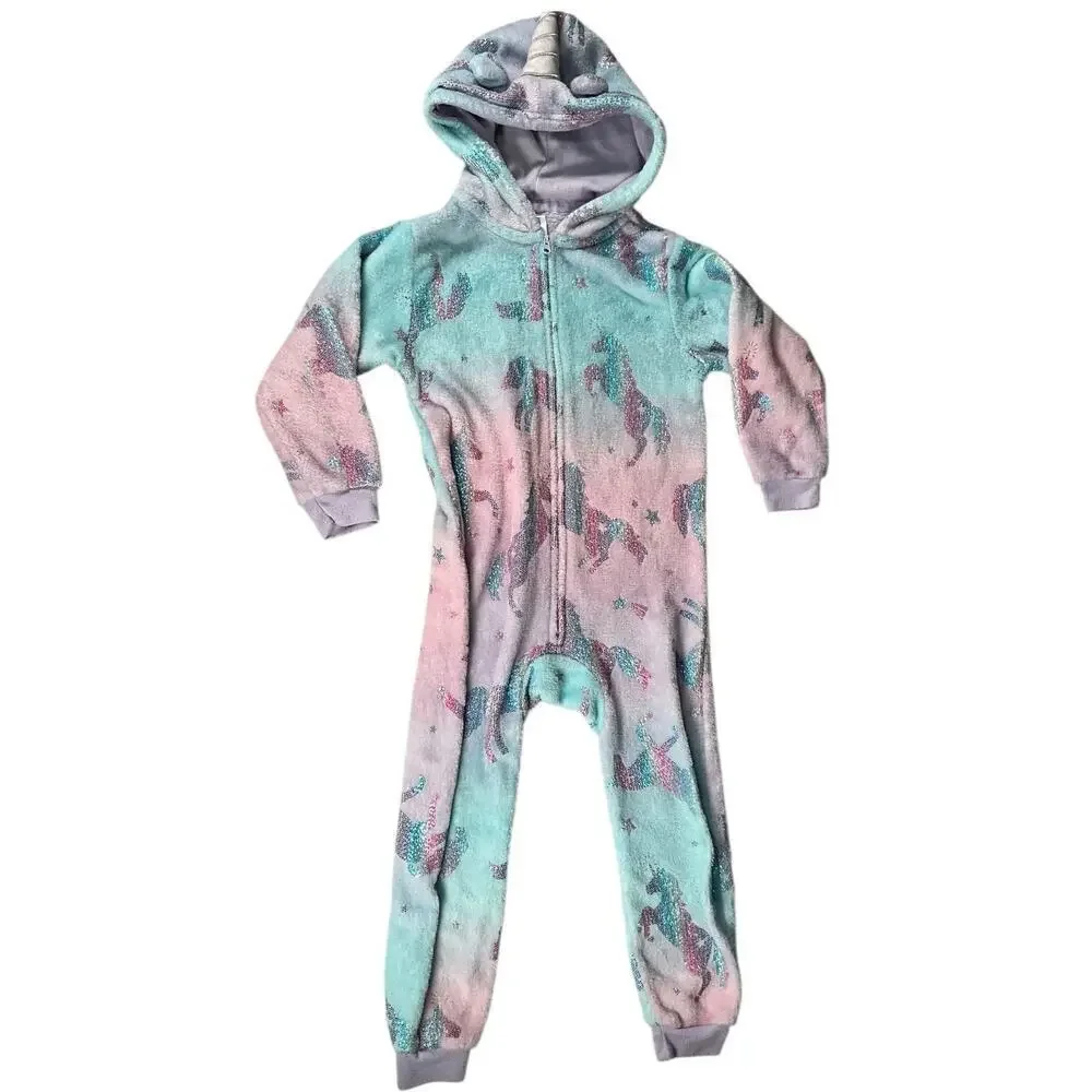 The Children's Place Warm Comfy Full Zip Unicorn One-Piece Small 5/6 Unicorn